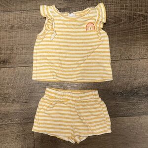 Art of Class Toddler Girl Striped Yellow & White Short Set